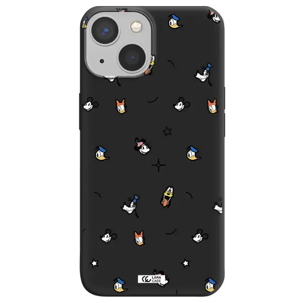 disney face pattern Apple iPhone 13 Silicone black Case