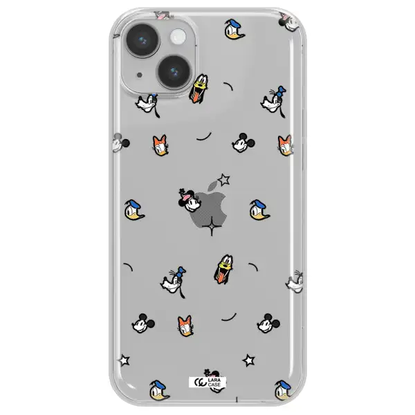 Disney Face Pattern Apple Iphone 14 Plus Clear Tpu Case