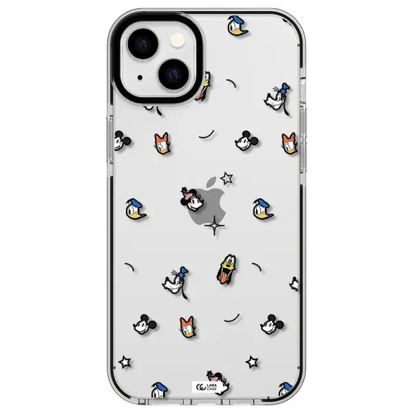 disney face pattern Apple iPhone 14 plus impact black border Case