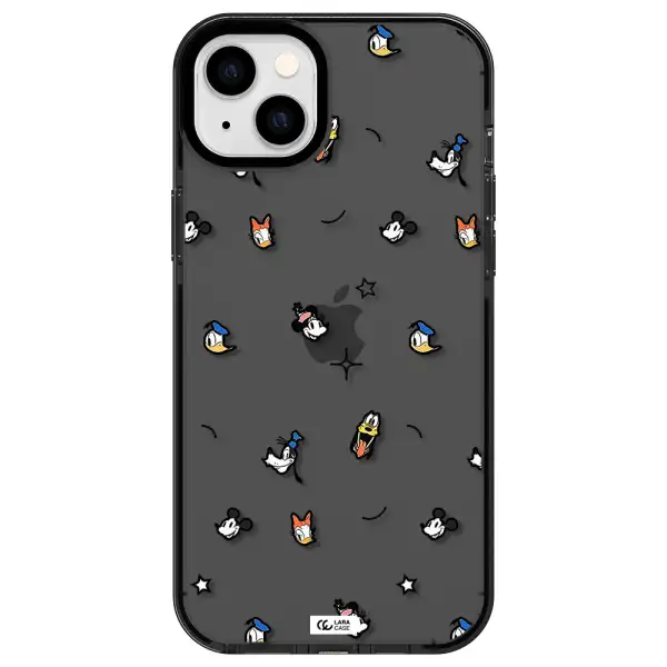 disney face pattern Apple iPhone 14 plus impact Smoke Black Case