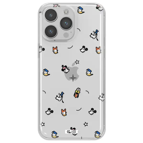 Disney Face Pattern Apple Iphone 14 Pro Clear Tpu Case