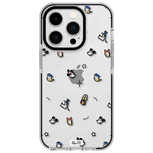 disney face pattern Apple iPhone 14 pro impact black border Case