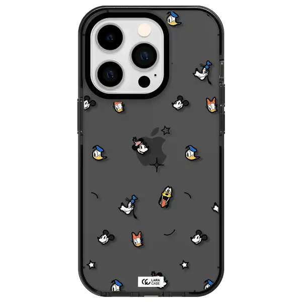 disney face pattern Apple iPhone 14 pro impact Smoke Black Case