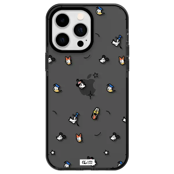 disney face pattern Apple iPhone 14 pro max impact Smoke Black Case