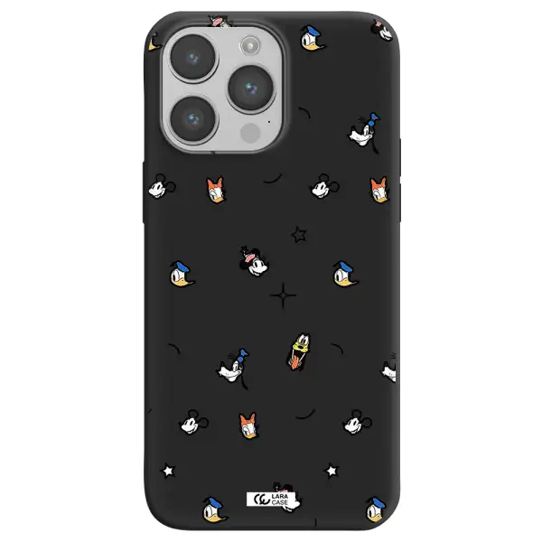 disney face pattern Apple iPhone 14 pro max Silicone black Case