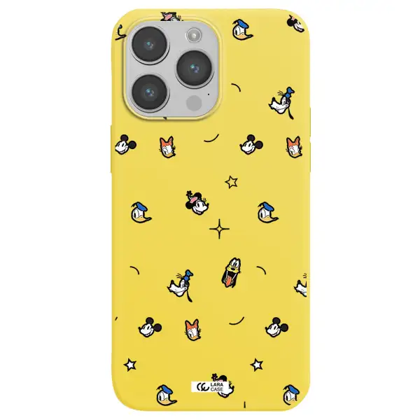 disney face pattern Apple iPhone 14 pro max Silicone canary yellow Case