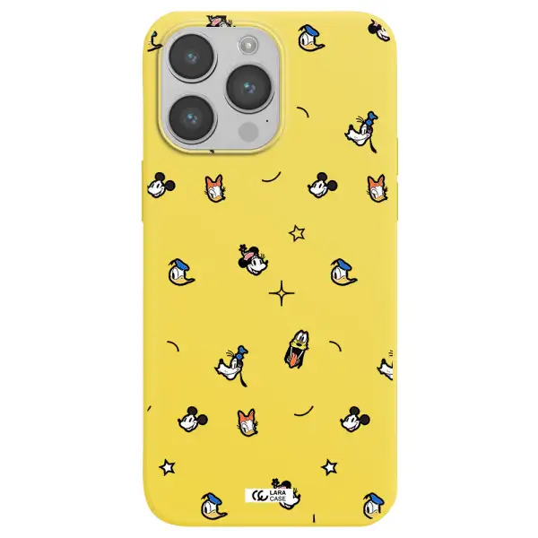 disney face pattern Apple iPhone 14 pro Silicone canary yellow Case