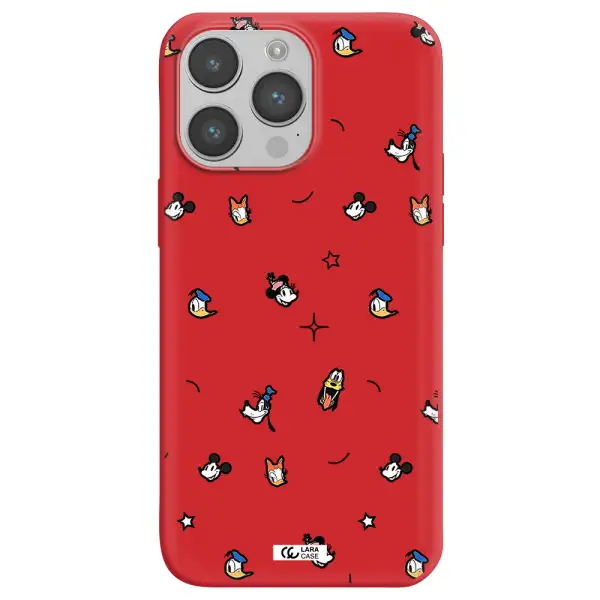 disney face pattern Apple iPhone 14 pro Silicone Imperial Red Case
