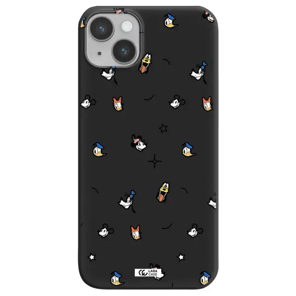 disney face pattern Apple iPhone 14 Silicone black Case
