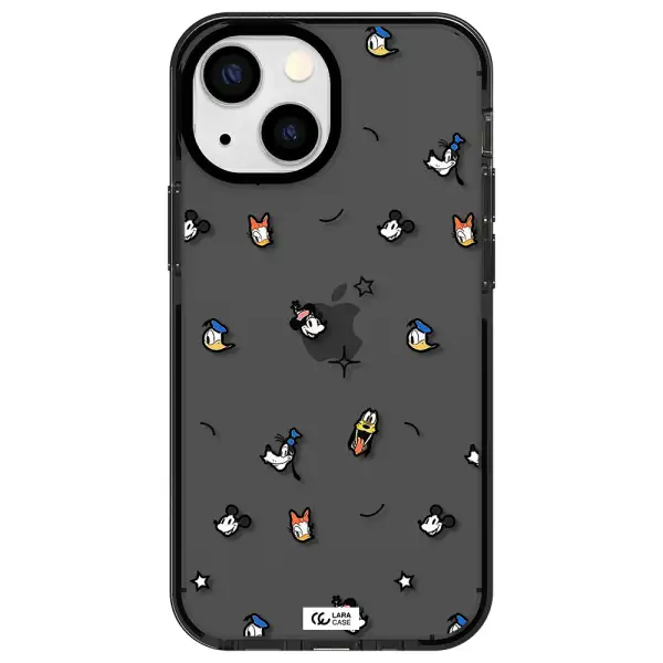 disney face pattern Apple iPhone 15 impact Smoke Black Case