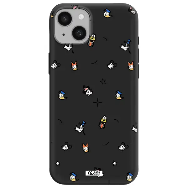 disney face pattern Apple iphone 15 plus Silicone black Case
