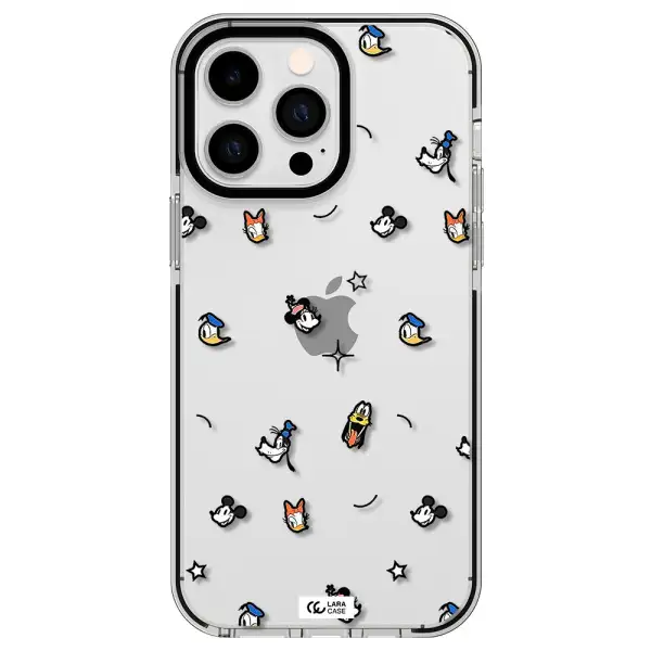disney face pattern Apple iPhone 15 Pro impact black border Case