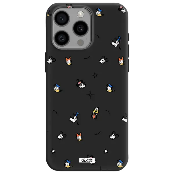 disney face pattern Apple Iphone 15 Pro max Silicone black Case