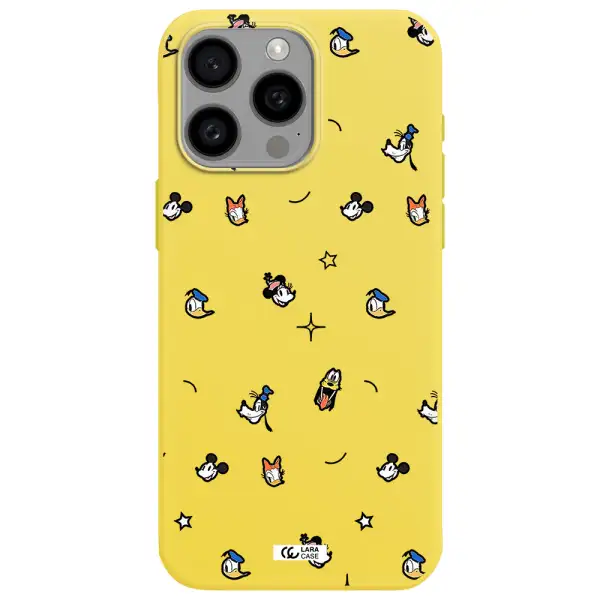 disney face pattern Apple Iphone 15 Pro max Silicone canary yellow Case