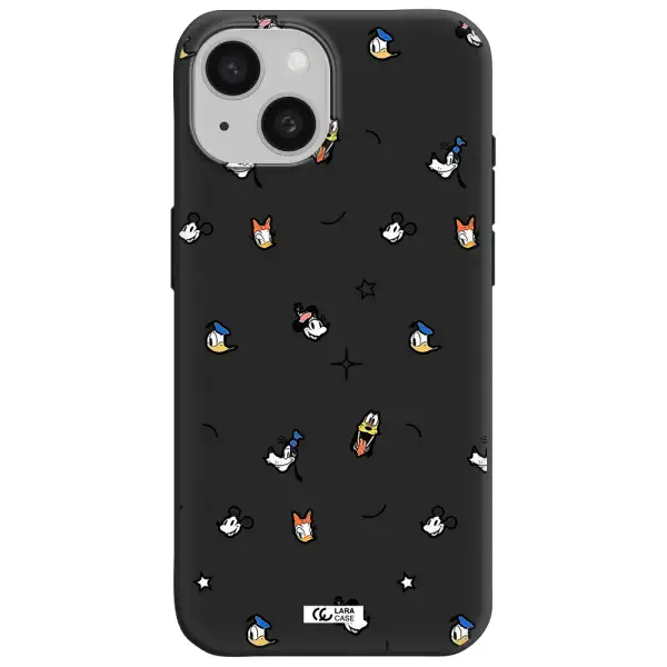disney face pattern Apple iPhone 15 Silicone black Case