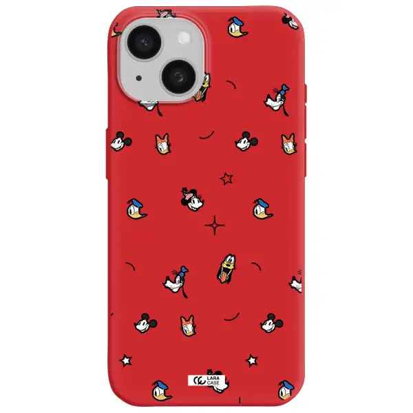 Disney Face Pattern Apple Iphone 15 Silicone Imperial Red Case