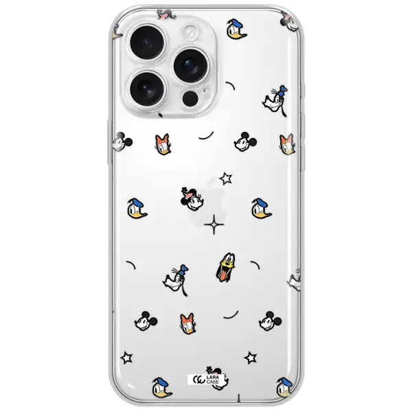 Disney Face Pattern Apple Iphone 16 Pro Max Clear Tpu Case