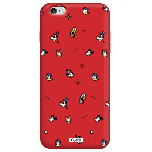 disney face pattern Apple iPhone 6S Silicone Imperial Red Case