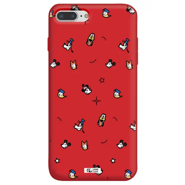 disney face pattern Apple iPhone 8 plus Silicone Imperial Red Case