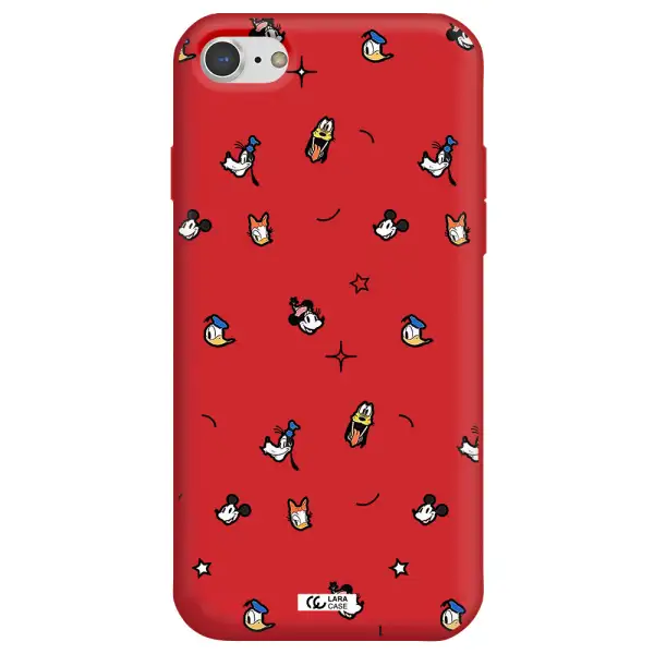 disney face pattern Apple iPhone 8 Silicone Imperial Red Case