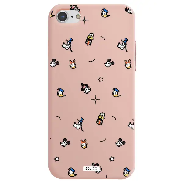 disney face pattern Apple iPhone 8 Silicone pastel pink Case
