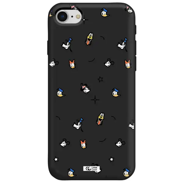disney face pattern Apple iPhone se 2020 Silicone black Case