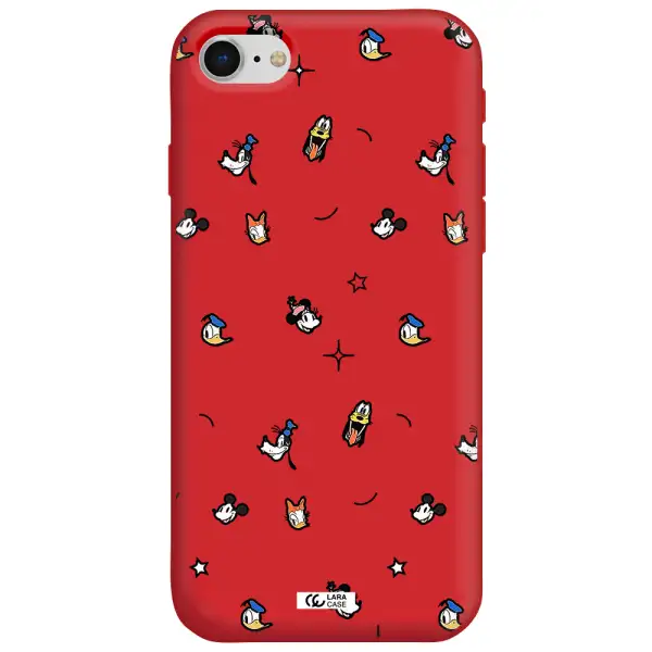 disney face pattern Apple iPhone se 2020 Silicone Imperial Red Case