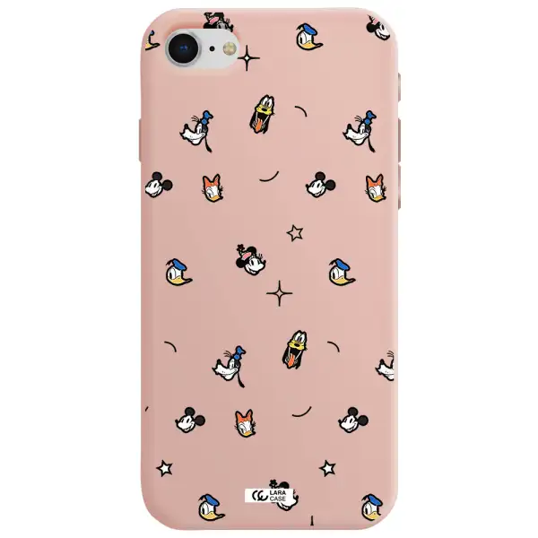 disney face pattern Apple iPhone se 2020 Silicone pastel pink Case