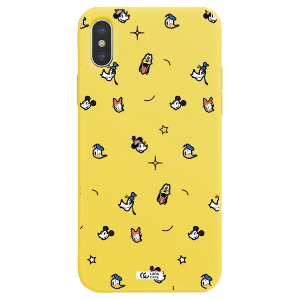 disney face pattern Apple iPhone X Silicone canary yellow Case
