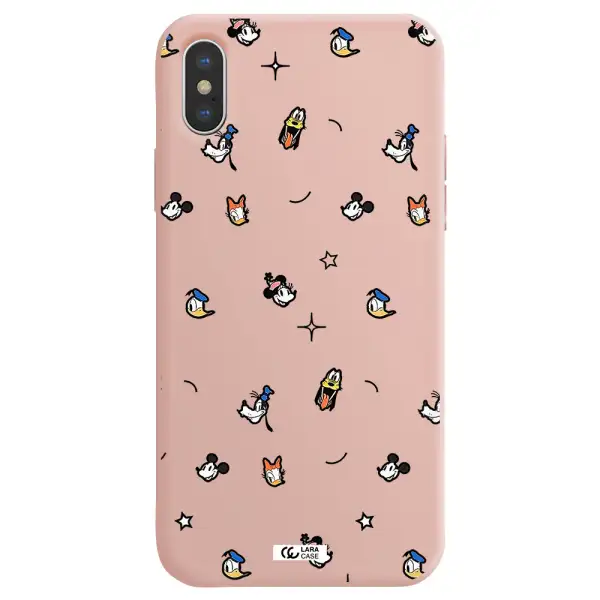 disney face pattern Apple iPhone X Silicone pastel pink Case