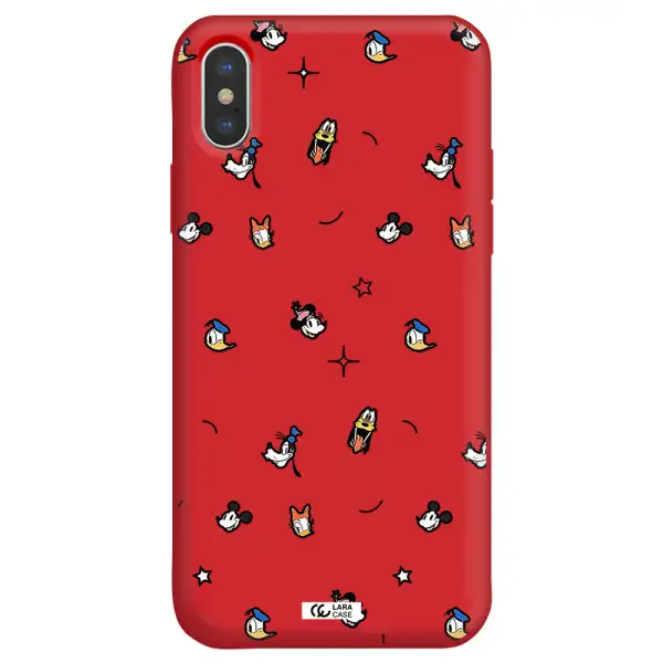 disney face pattern Apple iPhone XS Silicone Imperial Red Case