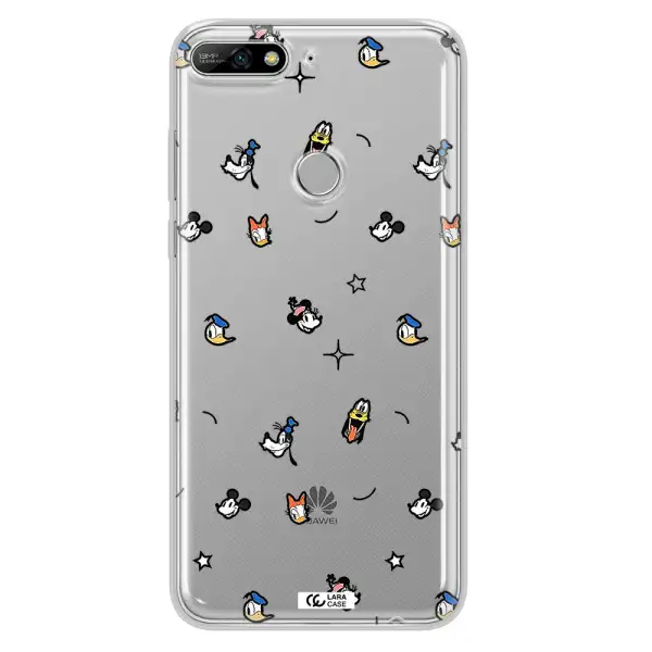Disney Face Pattern Huawei Y7 2018 Clear Tpu Case
