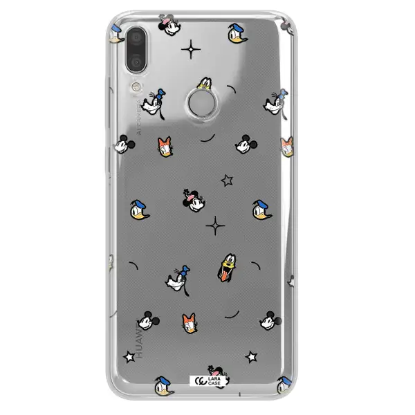 Disney Face Pattern Huawei Y7 2019 Clear Tpu Case