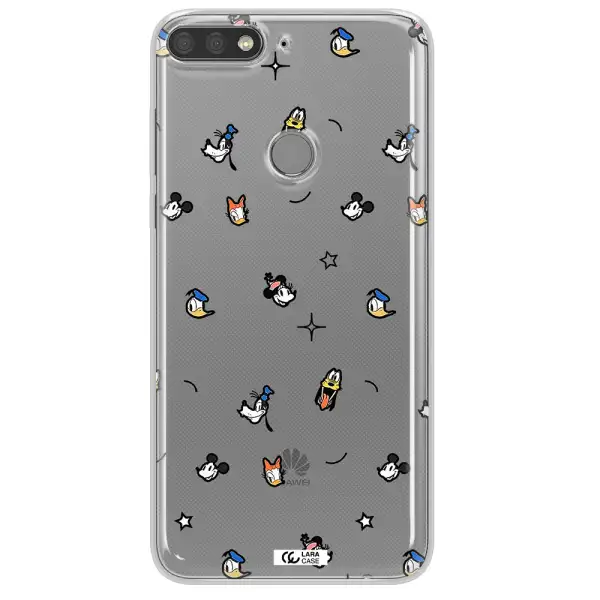 Disney Face Pattern Huawei Y7 Prime 2018 Clear Tpu Case