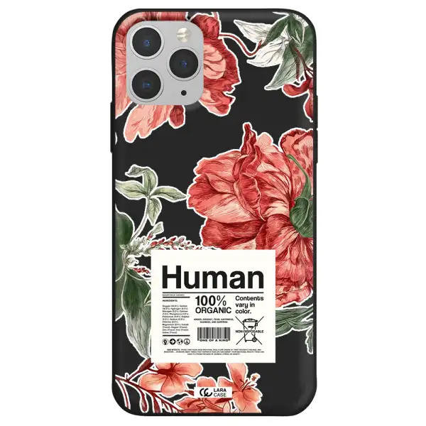 a cover of a book with flowers Apple iPhone 11 pro max Silicone black Case