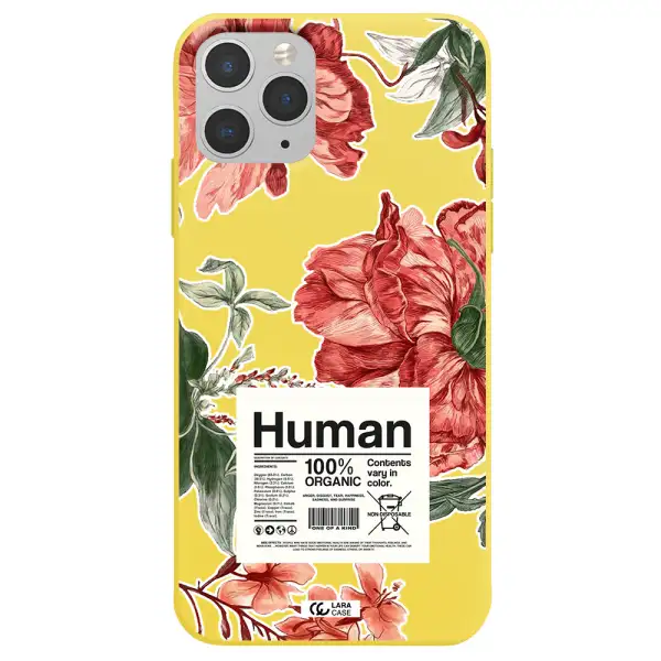 a cover of a book with flowers Apple iPhone 11 pro Silicone canary yellow Case