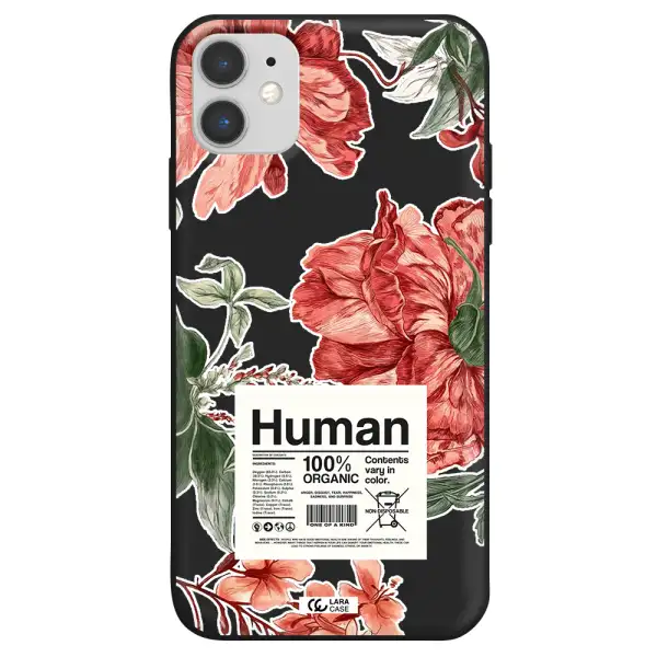 a cover of a book with flowers Apple iPhone 11 Silicone black Case