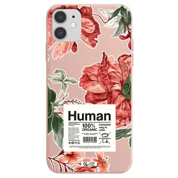 a cover of a book with flowers Apple iPhone 11 Silicone pastel pink Case