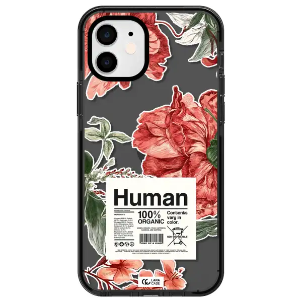 a cover of a book with flowers Apple iPhone 12 impact Smoke Black Case