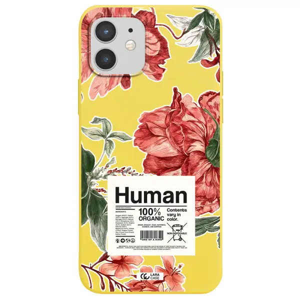 a cover of a book with flowers Apple iPhone 12 mini Silicone canary yellow Case