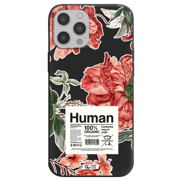 a cover of a book with flowers Apple iPhone 12 pro max Silicone black Case