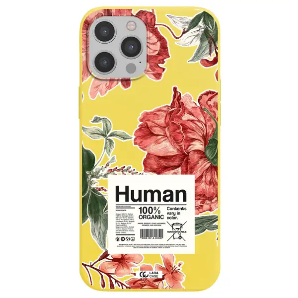 a cover of a book with flowers Apple iPhone 12 pro max Silicone canary yellow Case