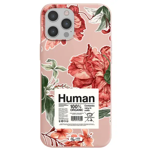 a cover of a book with flowers Apple iPhone 12 pro max Silicone pastel pink Case