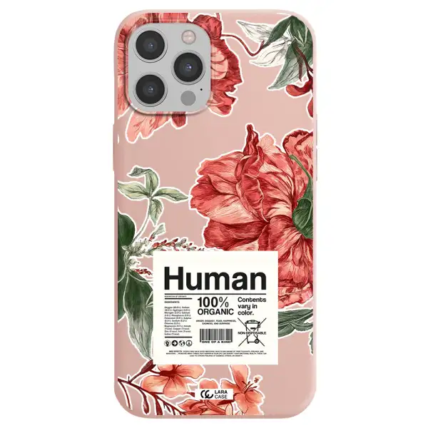 a cover of a book with flowers Apple iPhone 12 pro Silicone pastel pink Case