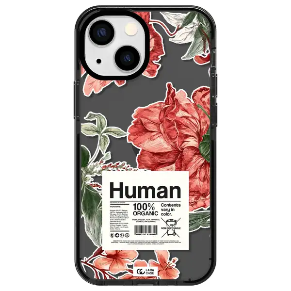a cover of a book with flowers Apple iPhone 13 mini impact Smoke Black Case