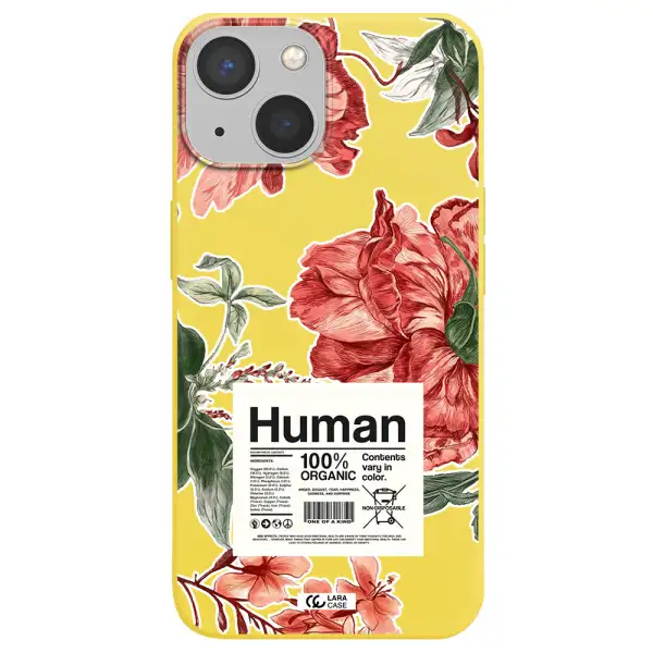 a cover of a book with flowers Apple iPhone 13 mini Silicone canary yellow Case