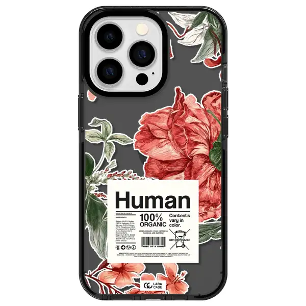 a cover of a book with flowers Apple iPhone 13 Pro impact Smoke Black Case