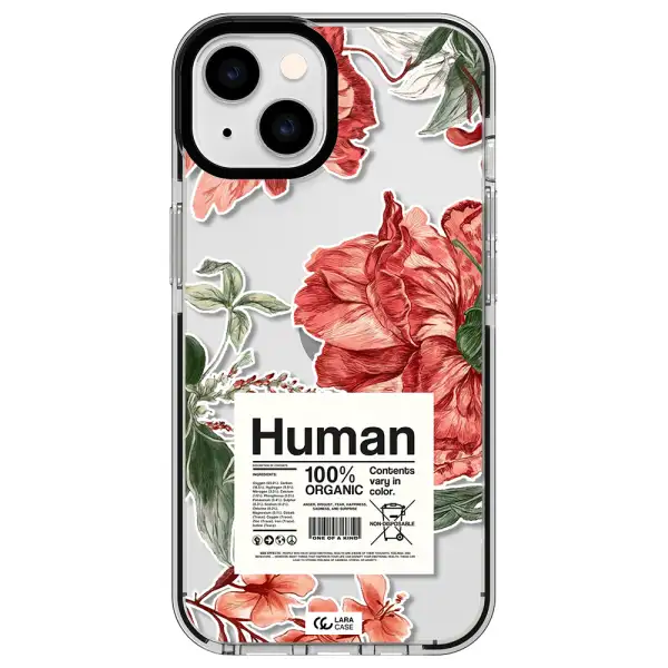 a cover of a book with flowers Apple iPhone 14 impact black border Case