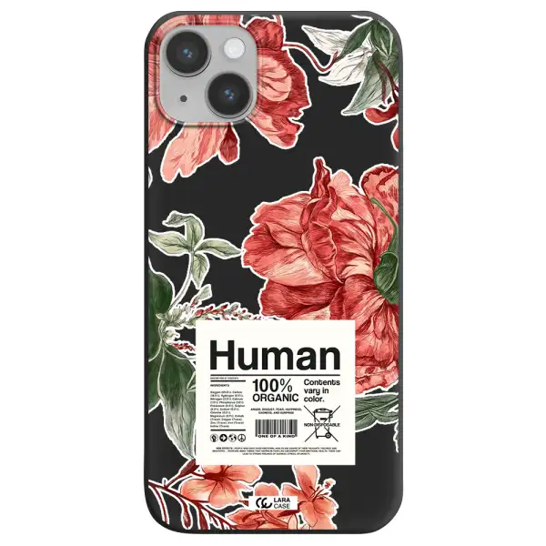 a cover of a book with flowers Apple iPhone 14 plus Silicone black Case