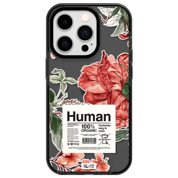 a cover of a book with flowers Apple iPhone 14 pro impact Smoke Black Case